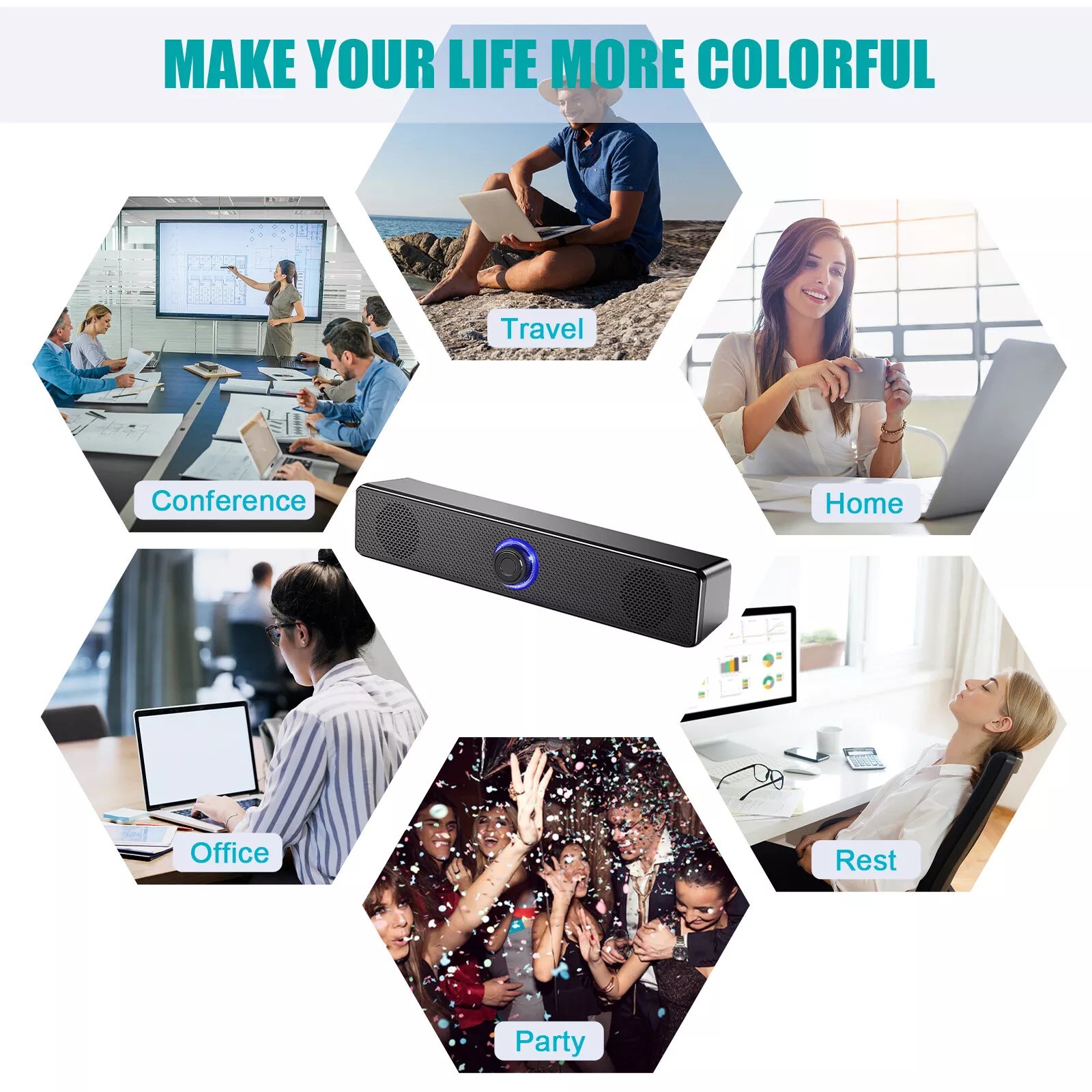 Stereo Bass Sound Computer Speakers 3.5mm USB Wired Soundbar for Desktop Laptop - Image 3